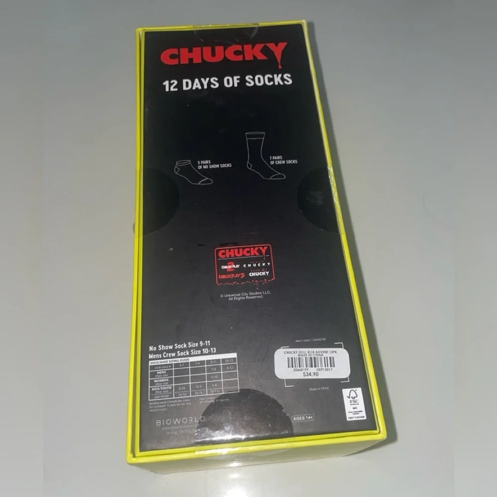 🆕 NWT- Chucky 12 Days of Socks Gift Set